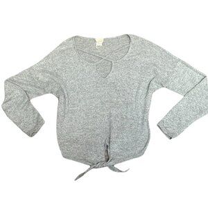Caution to the Wind S Heather Gray Cut-out Neck Soft Sweater 203M